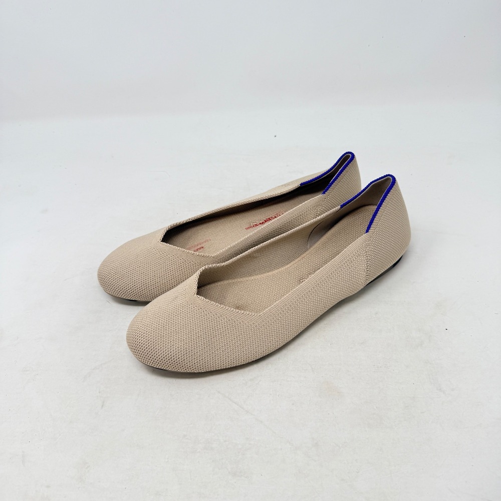 Rothys The Flat Fawn Beige 7.5 Sustainable Knit Round Toe Ballet Flats